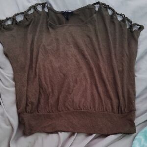 A. Byer Brown Knotted Shoulder Sweatshirt